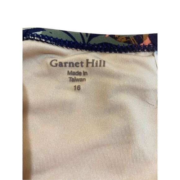 Garnet Hill Ruched Wrap V Neck One apiece Swimsuit Leaf pattern Size 16 - Picture 5 of 5